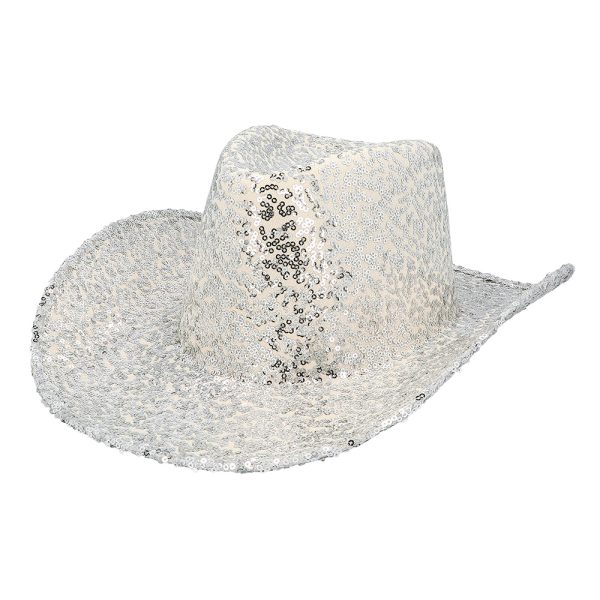 Cowboy-hattu hopea, paljeteilla