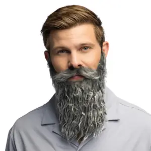 Harmaa parta viiksillä